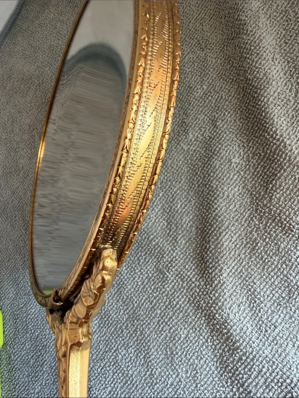 Vintage Matson 24K Gold Flashed Ornate Hand Mirror Hollywood Regency